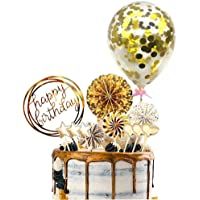 12 Piezas-Decoracion Tarta Cumpleaños-Cake Topper Globos-Happy Birthday Decoracion Tarta-Topper Tarta-Decoración Tartas…